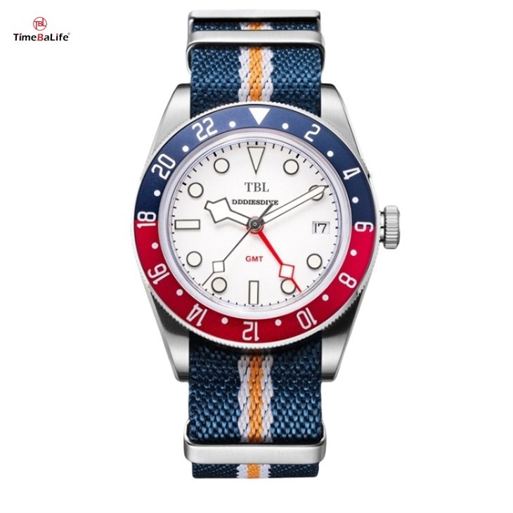 Montre GMT pour hommes, mouvement NH34 personnalisé
