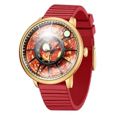 Montre Homme Mode Acier Inoxydable Montre Mécanique Cadran Lune Terre Montre